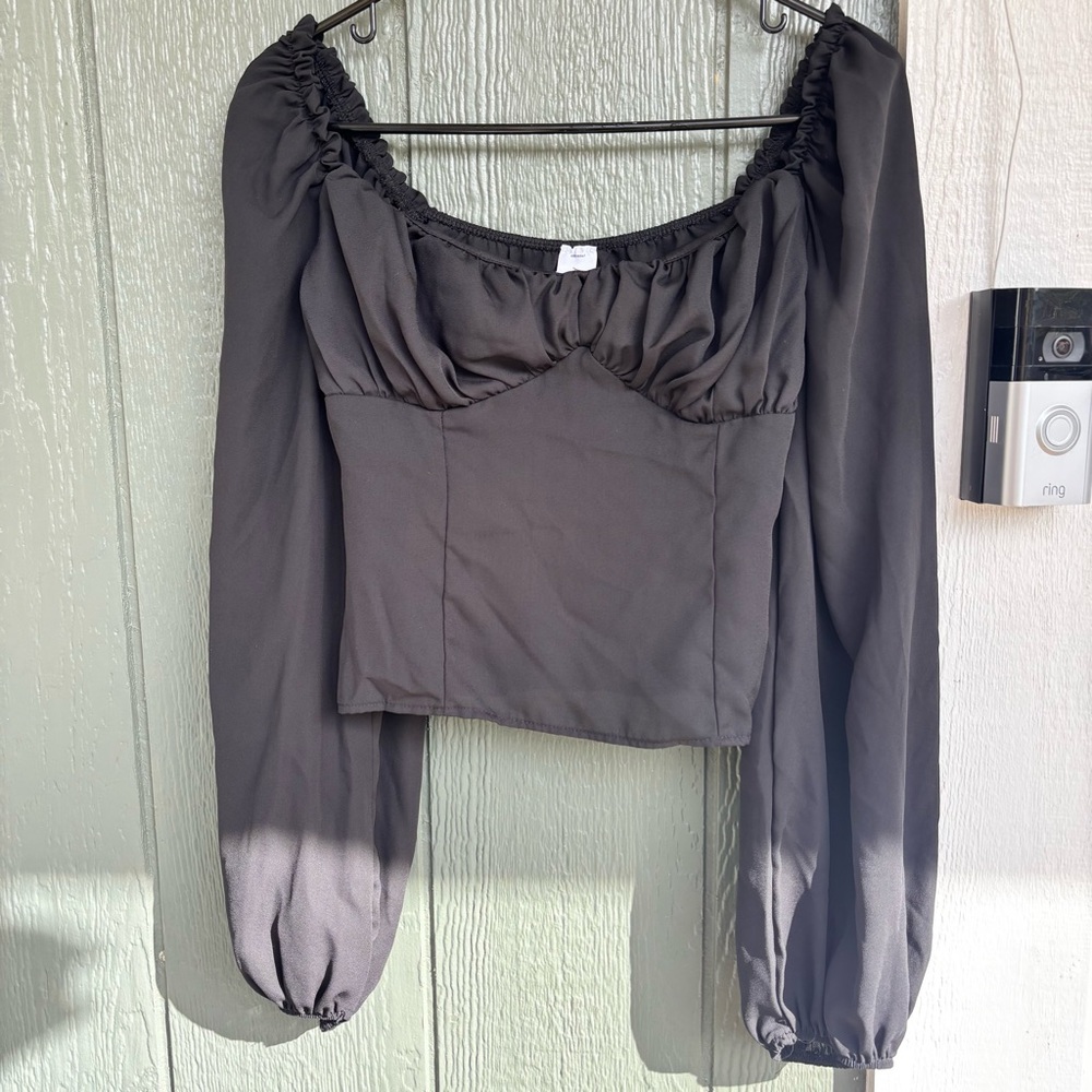 Abound Black Long Sleeve Sweetheart Top Women’s Small